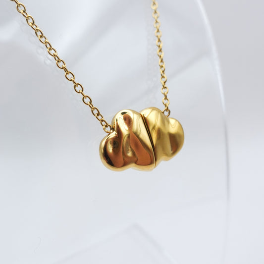 Cloud Magnet Fidget Necklace - Gold Stainless Steel