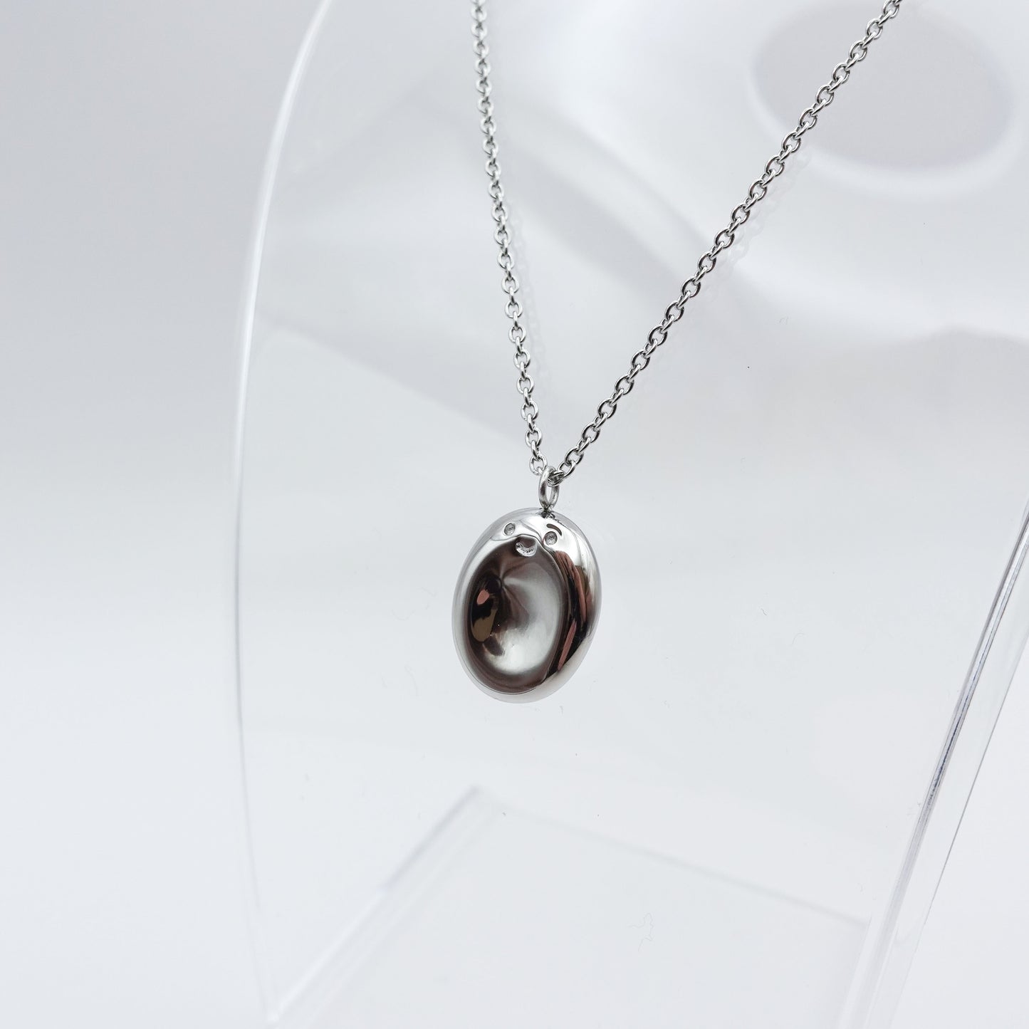 Worry Stone Necklace - Silver Stainless Steel