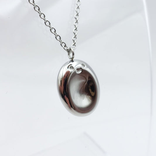 Worry Stone Necklace - Silver Stainless Steel