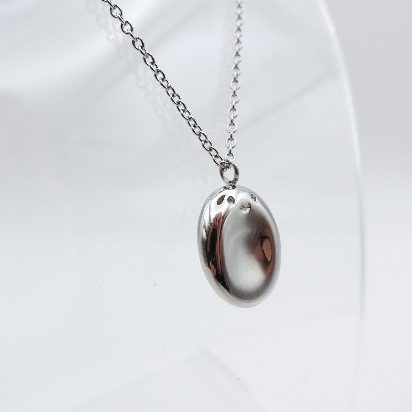 Worry Stone Necklace - Silver Stainless Steel