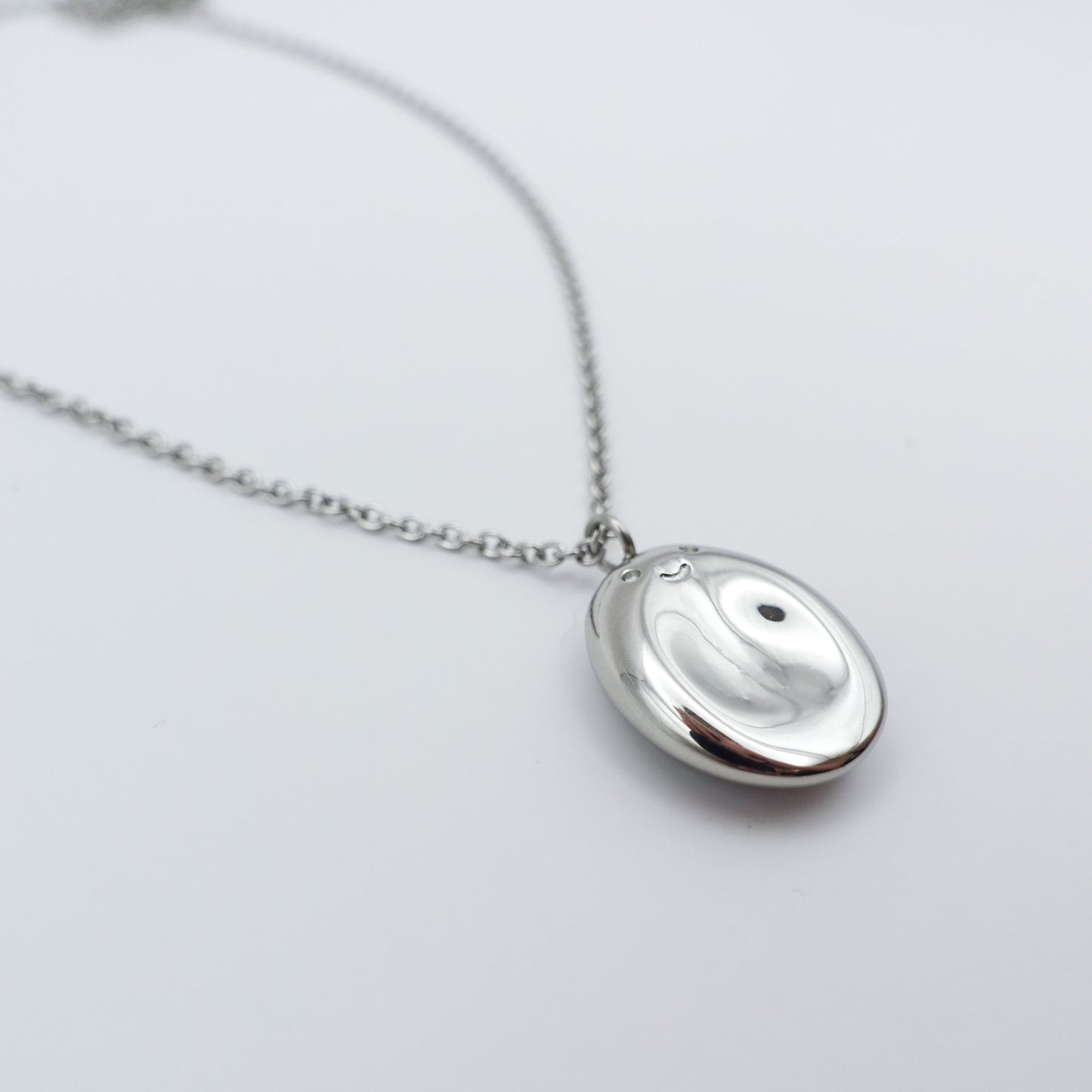 Worry Stone Necklace - Silver Stainless Steel