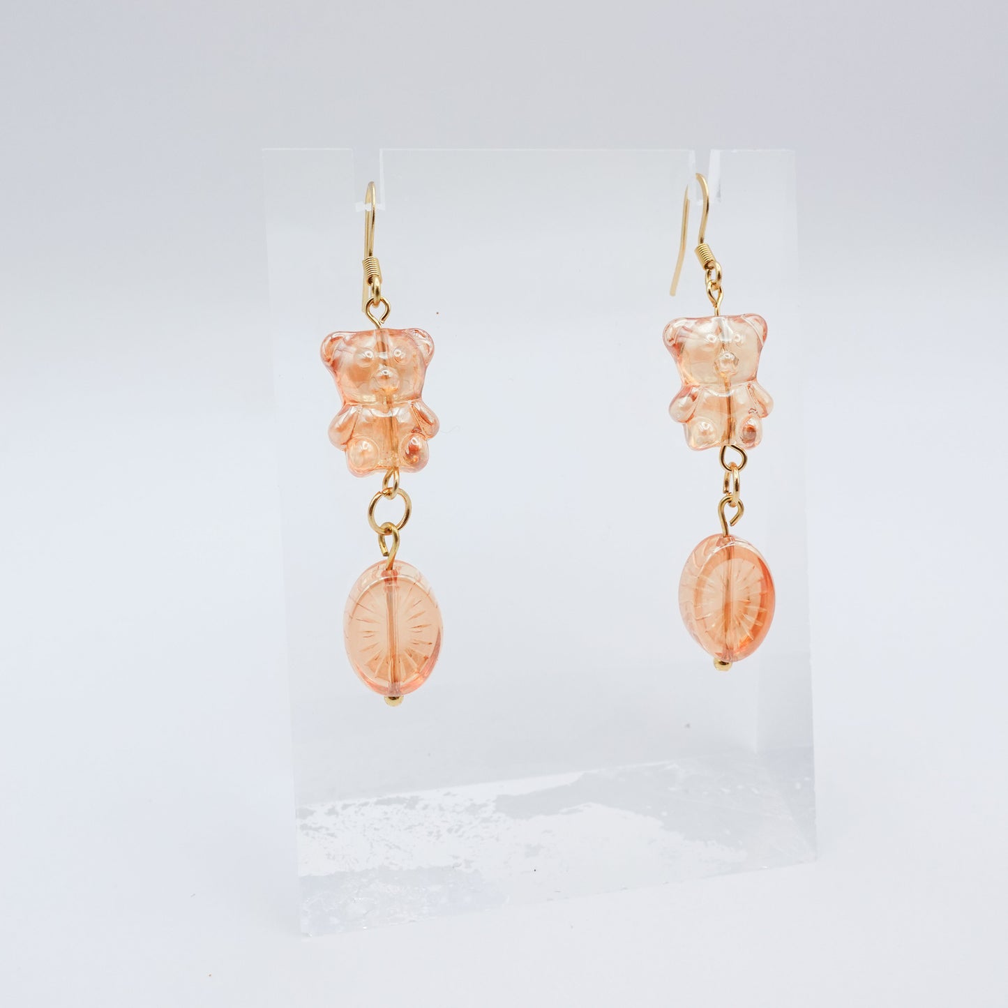 Bear Worry Stone Earrings - Golden