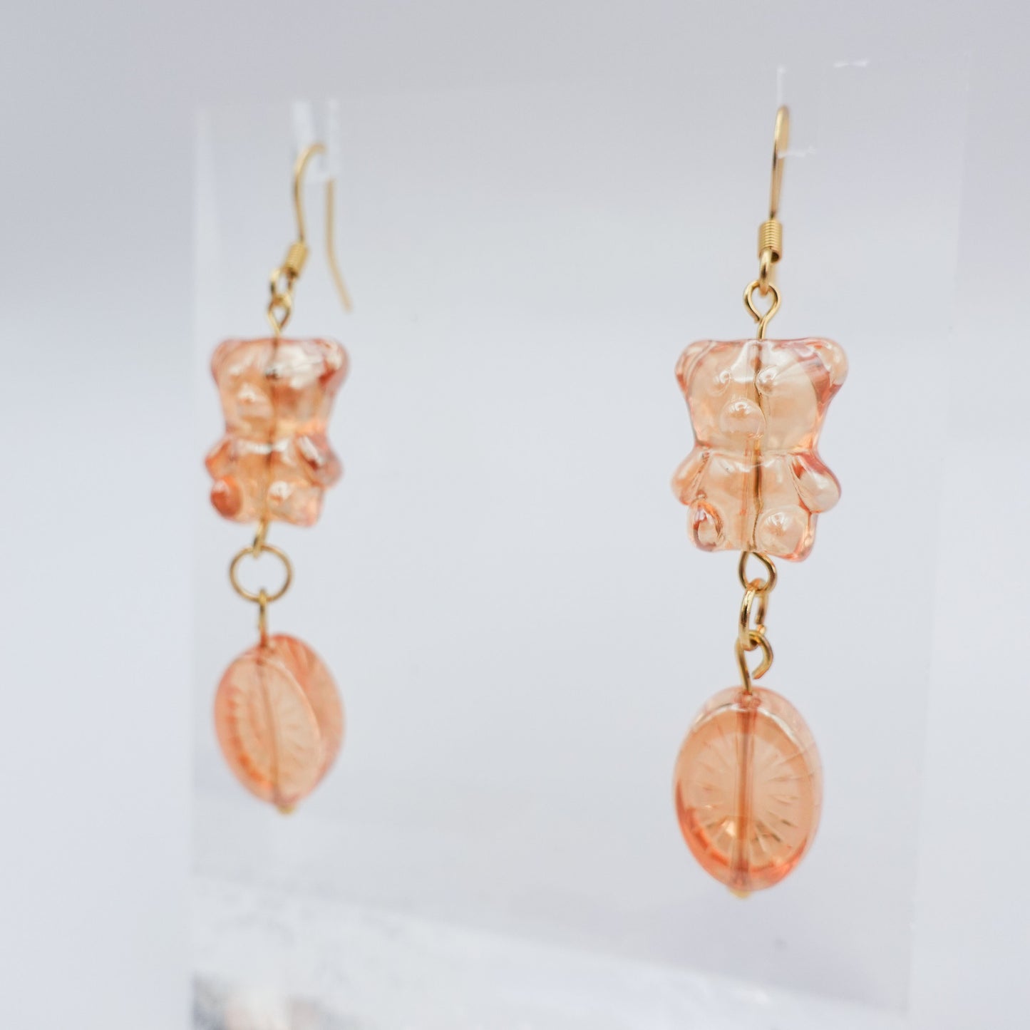 Bear Worry Stone Earrings - Golden