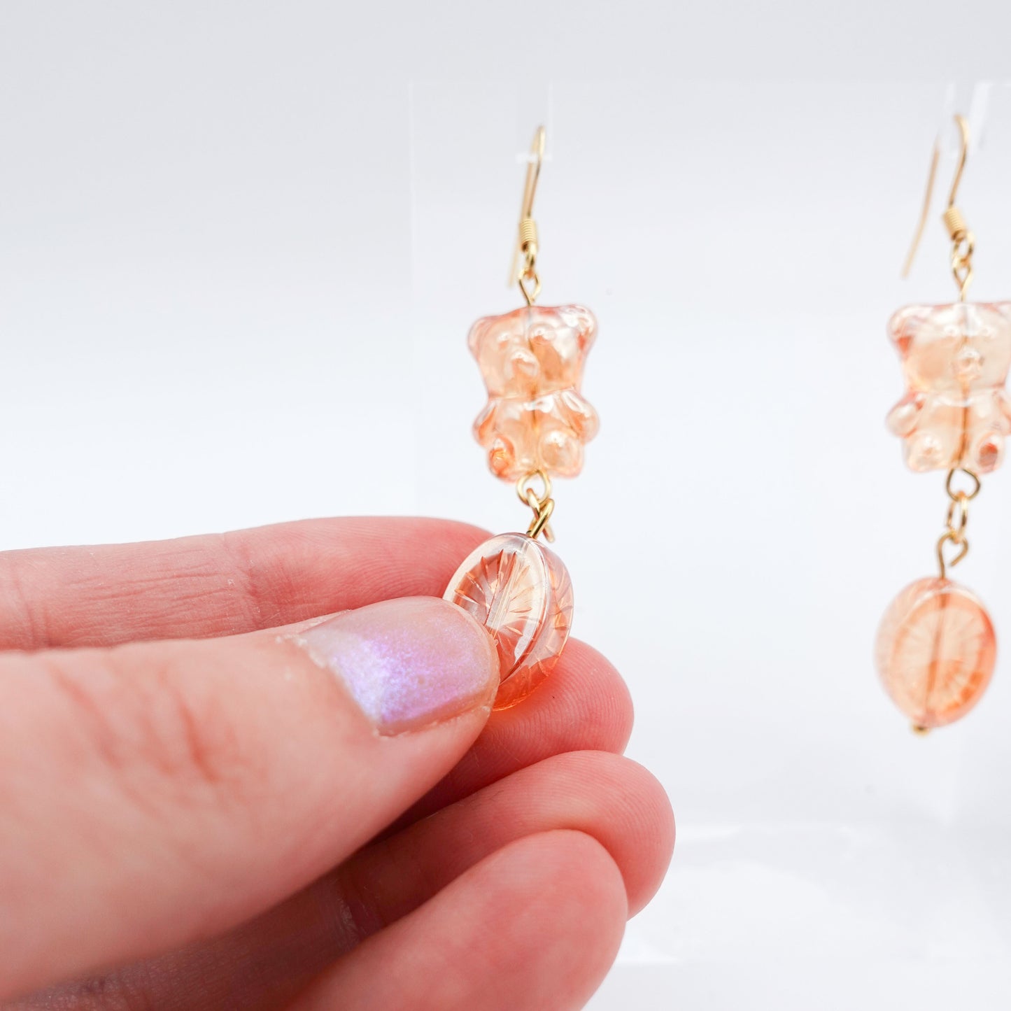 Bear Worry Stone Earrings - Golden