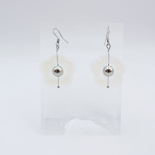 Flower Spinner Earrings - Silvery